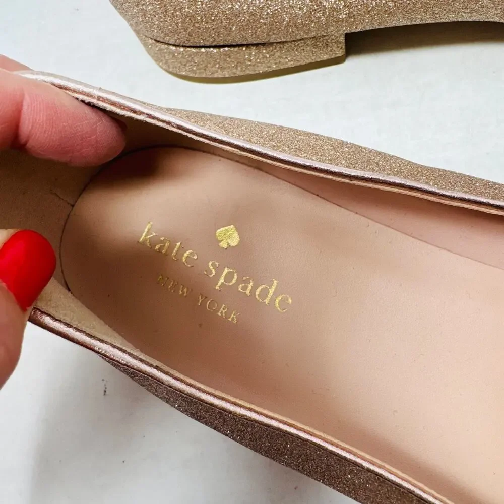 Kate Spade New York Gold Glitter Loafers Slip-On‎ Flats Party Shoes 10B